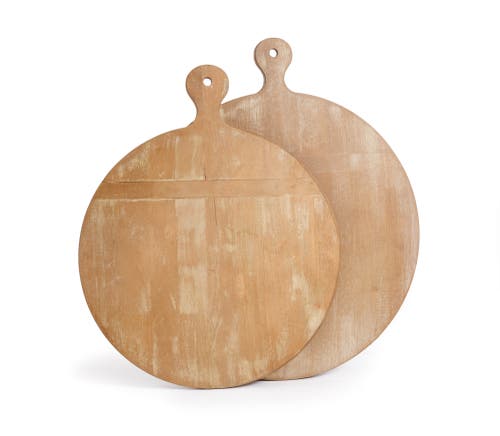 Napa Home & Garden 20" Large Premium Antique Round Wood Cutting Boards Set of 2 in Brown  product