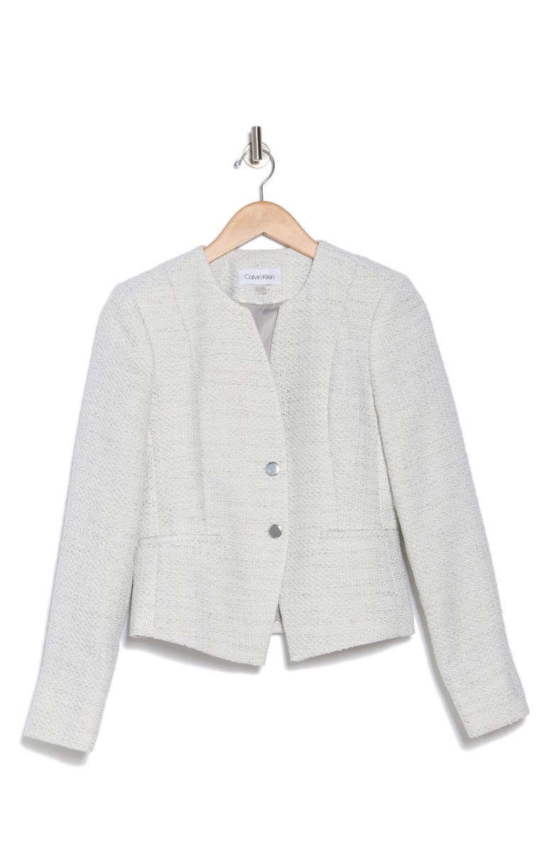 Calvin Klein Bouclé Crop Blazer, Alternate, color, 