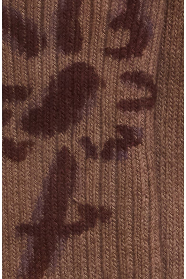 Print Organic Cotton Blend Crew Socks, Alternate, color, DARK CHARCOAL FLOWER POT