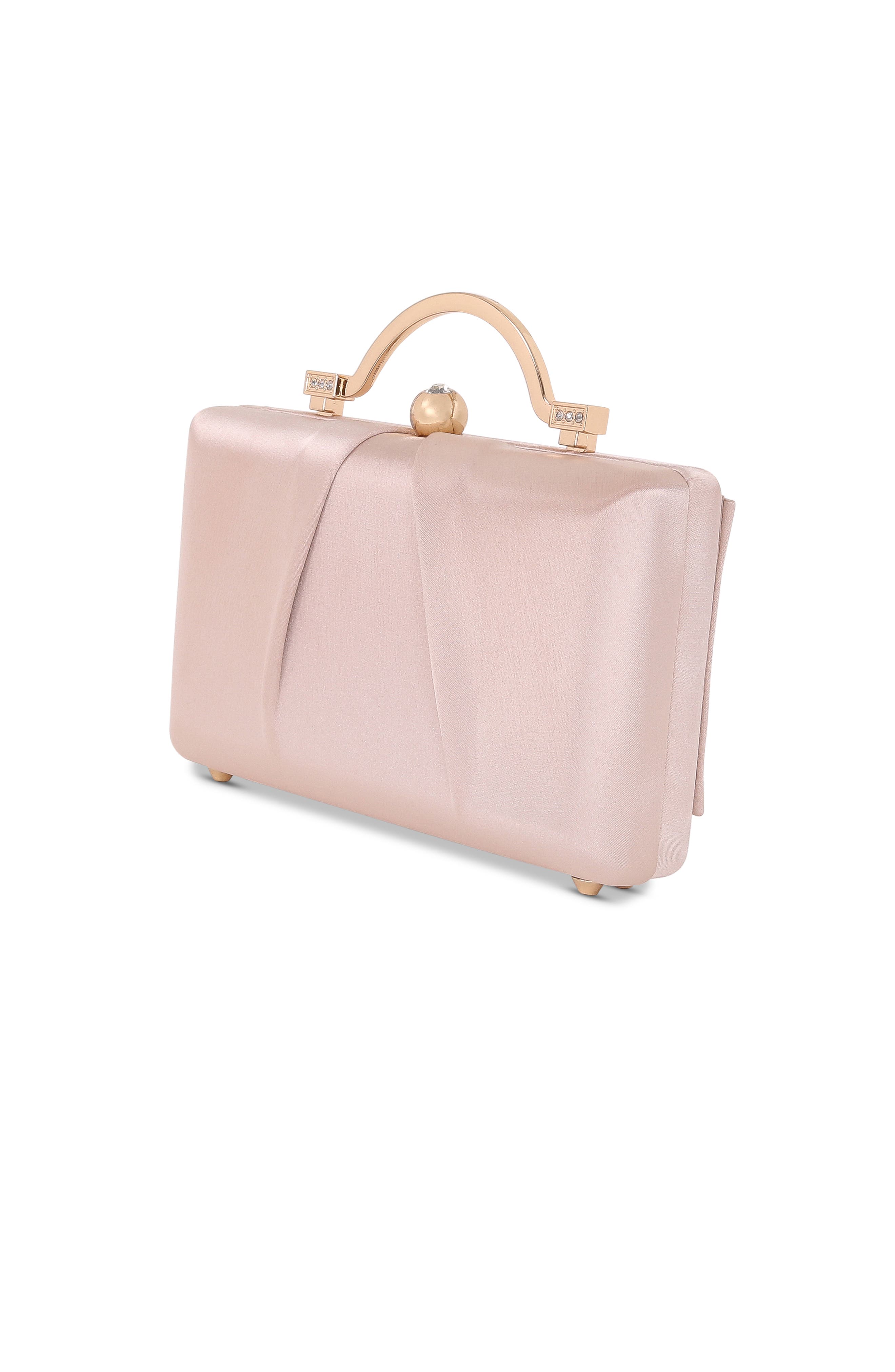 Jewel Badgley Mischka Emma Satin Minaudiere with Outer Pocket, Alternate, color, Champagne