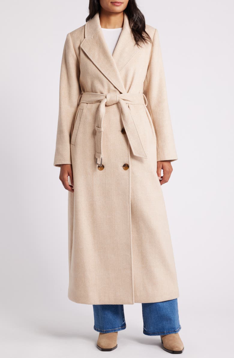 Sam Edelman Double Breasted Twill Coat, Main, color, Seasame/ Ivory Twill