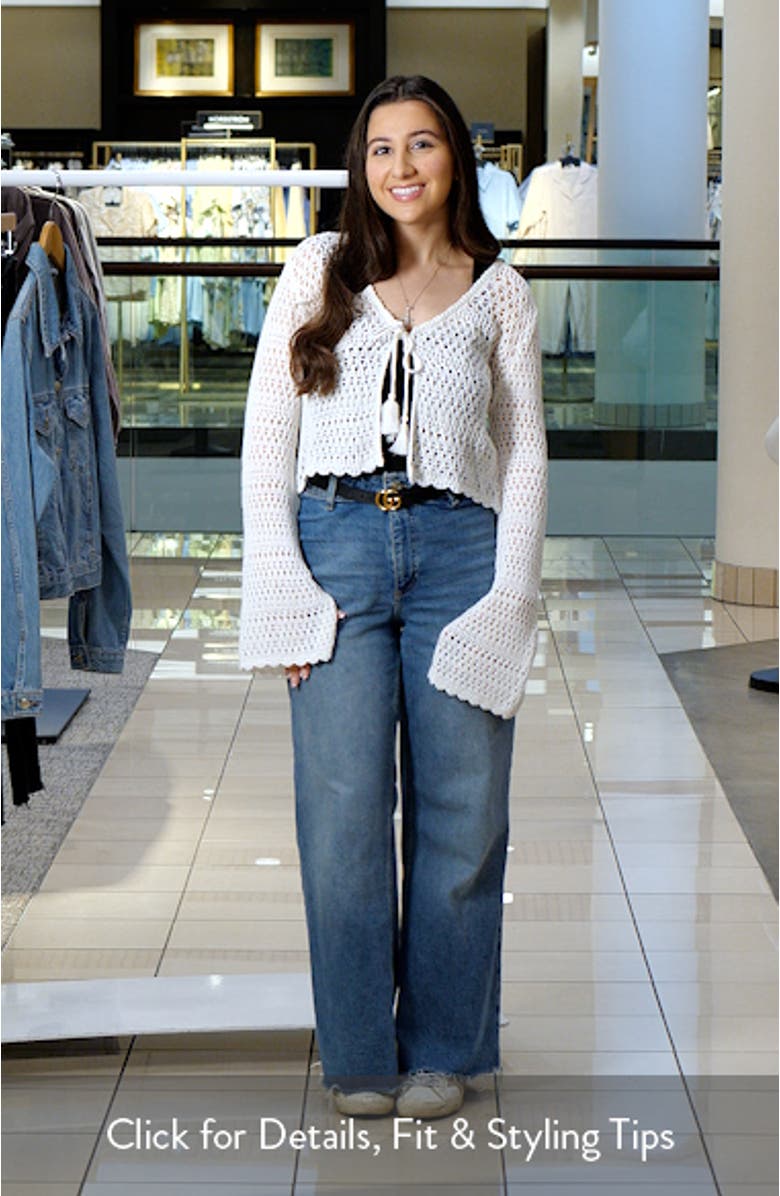 Open Stitch Tie Front Cotton Cardigan, sales video thumbnail