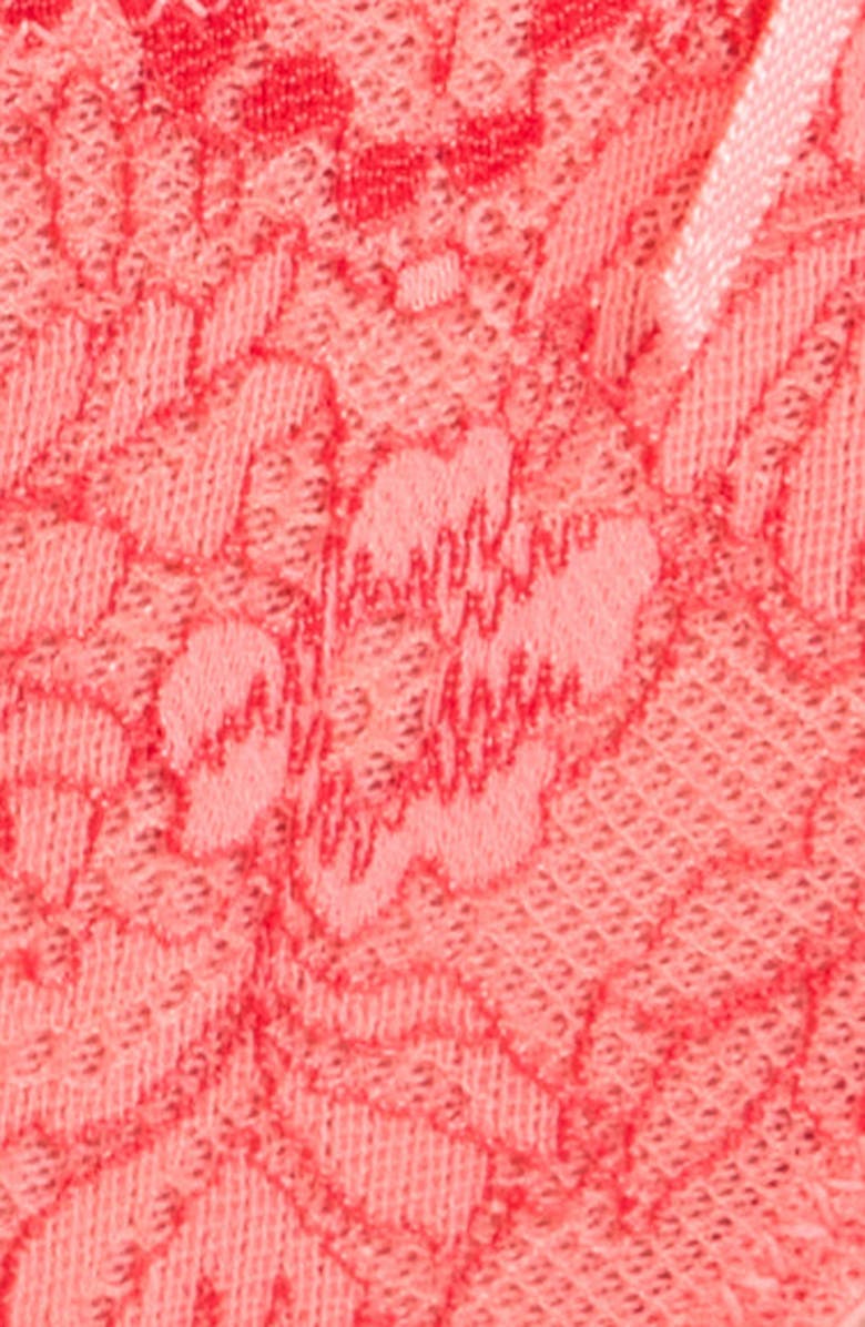 Hunkemöller Cherry Embroidered Mesh Thong, Alternate, color, Sugar Coral