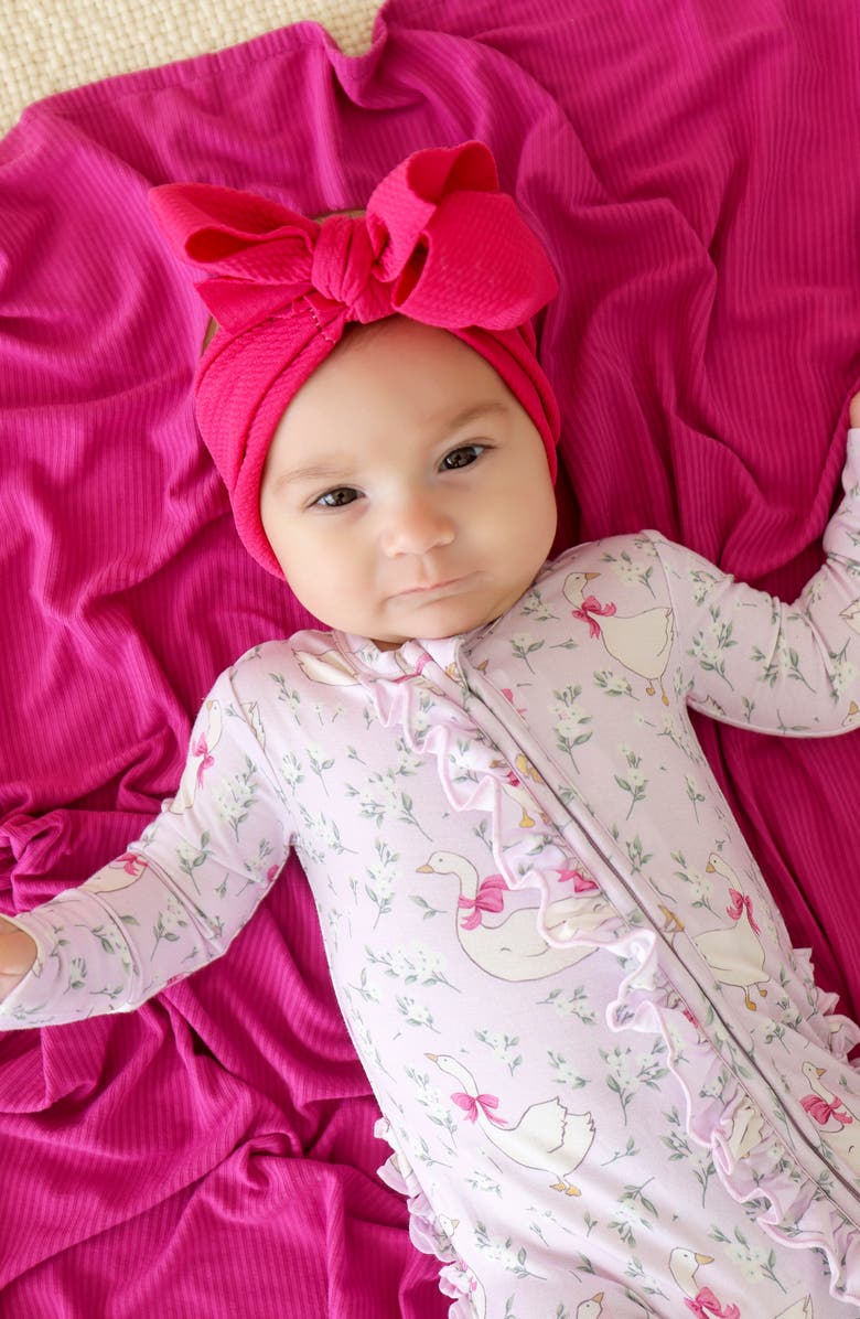 Posh Peanut Ruffle Zip Footie, Alternate, color, Light/ Pastel Pink