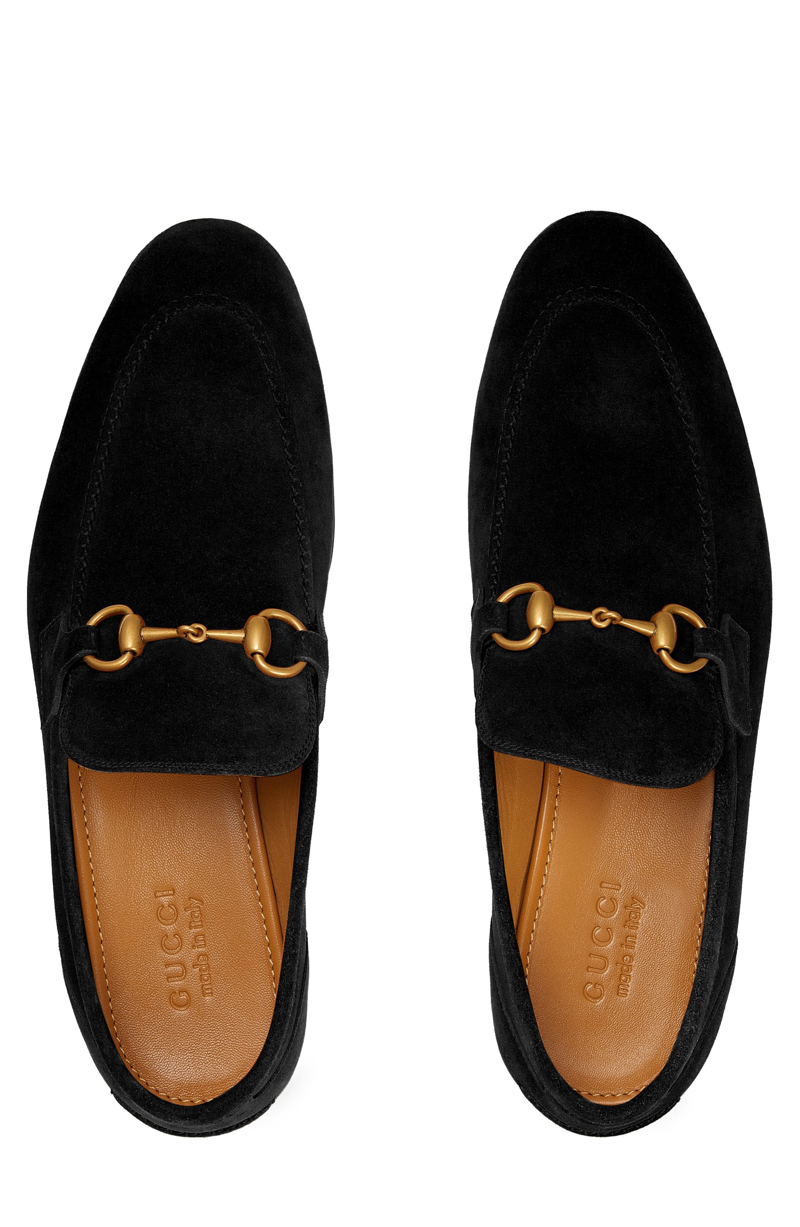 Gucci Jordaan Horsebit Suede Loafer, Alternate, color, Nero