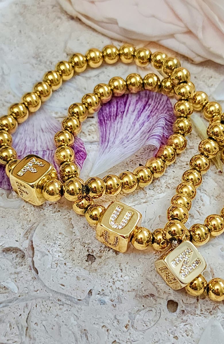 Adornia Set of 2 Gold Plated Stretch Bracelets, Alternate, color, Gold-A