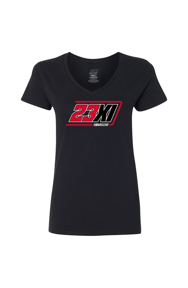 E2 APPAREL Women's Black 23XI Racing V-Neck T-Shirt, Main, color,