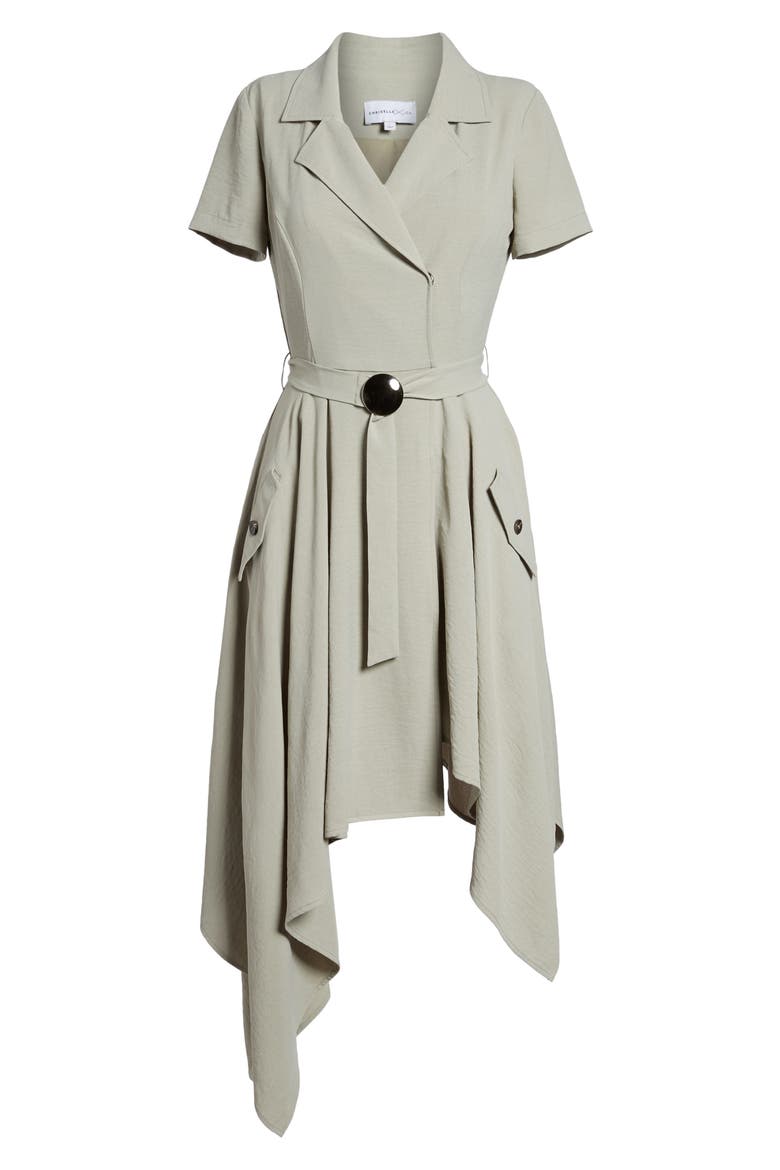 Chriselle x J.O.A. Asymmetrical Trench Dress, Alternate, color, SAGE