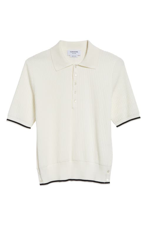 Thom Browne Mixed Stitch Polo In White