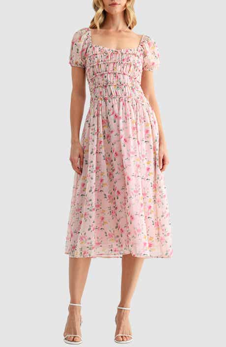 Lush Chiffon Smocked Midi Dress
