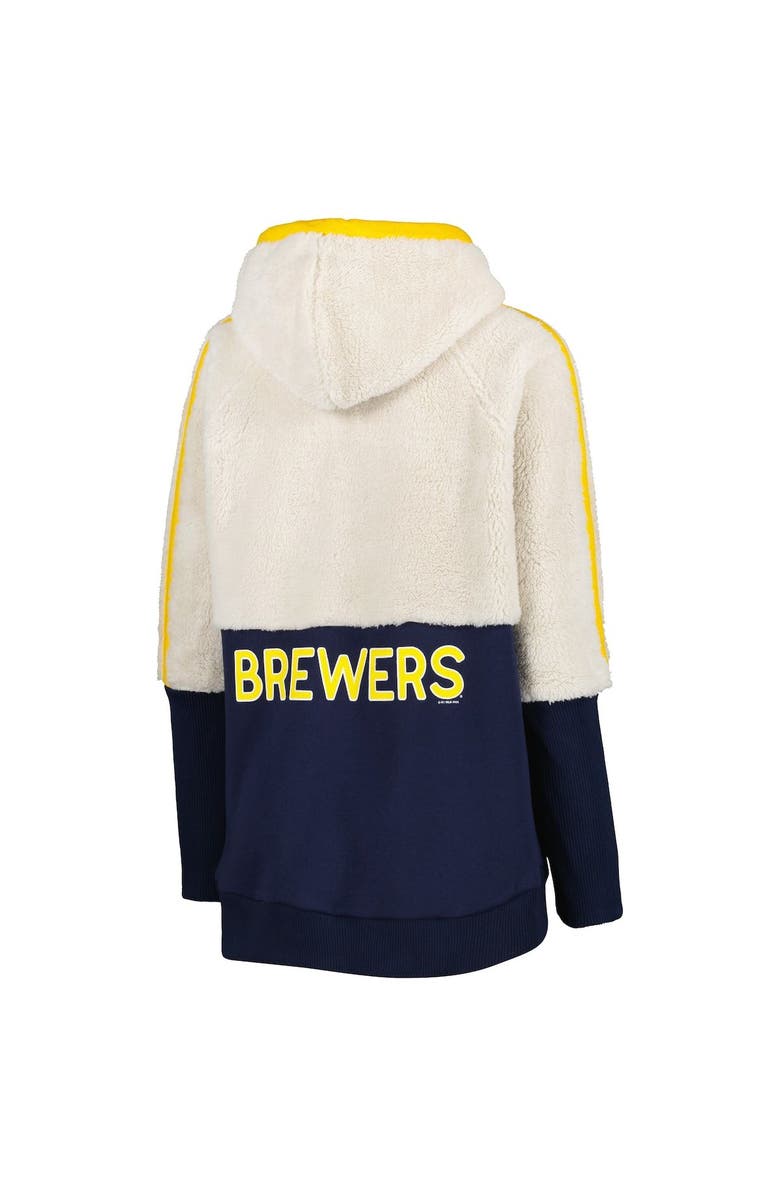 G-III 4HER BY CARL BANKS Women's G-III 4Her by Carl Banks Oatmeal/Navy Milwaukee Brewers Shuffle It Raglan Full-Zip Hoodie, Alternate, color, Oatmeal