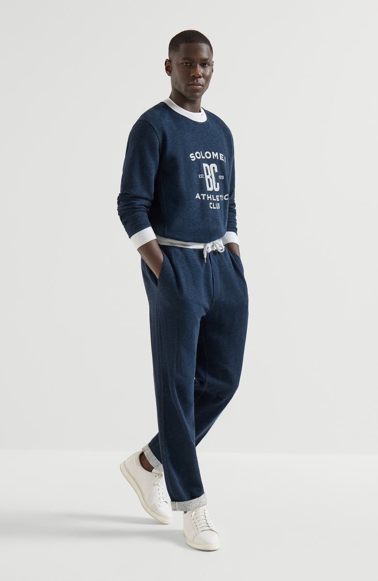 Brunello Cucinelli French terry trousers, Alternate, color, Navy Blue