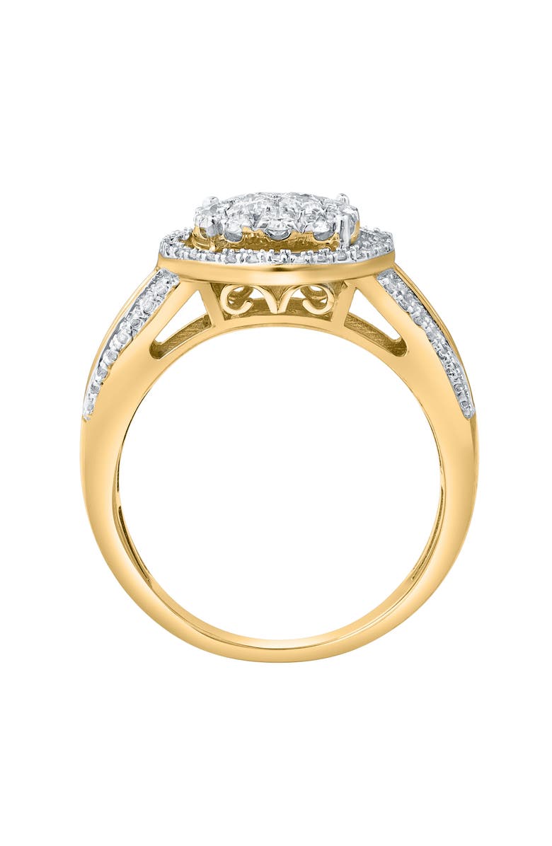 LuvMyJewelry Valencia 0.90 Cts Natural Diamond Halo Cluster 14K Gold Ring, Alternate, color, 14K Yellow Gold