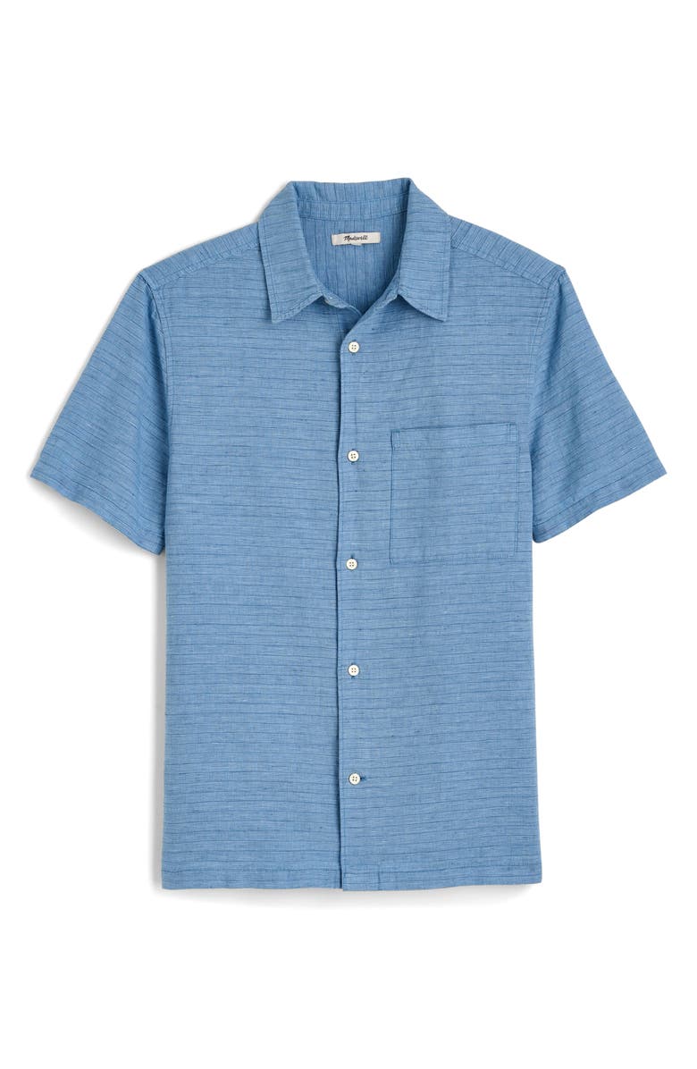 Madewell Short Sleeve Linen & Cotton Button-Up Shirt, Alternate, color, Micro Stripe