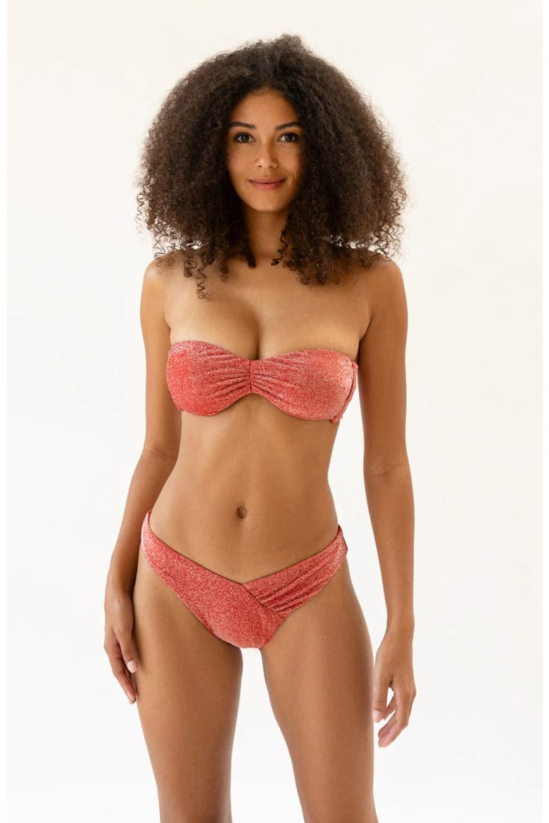 Hudson Bandeau Bikini Top, Main, color, Flame