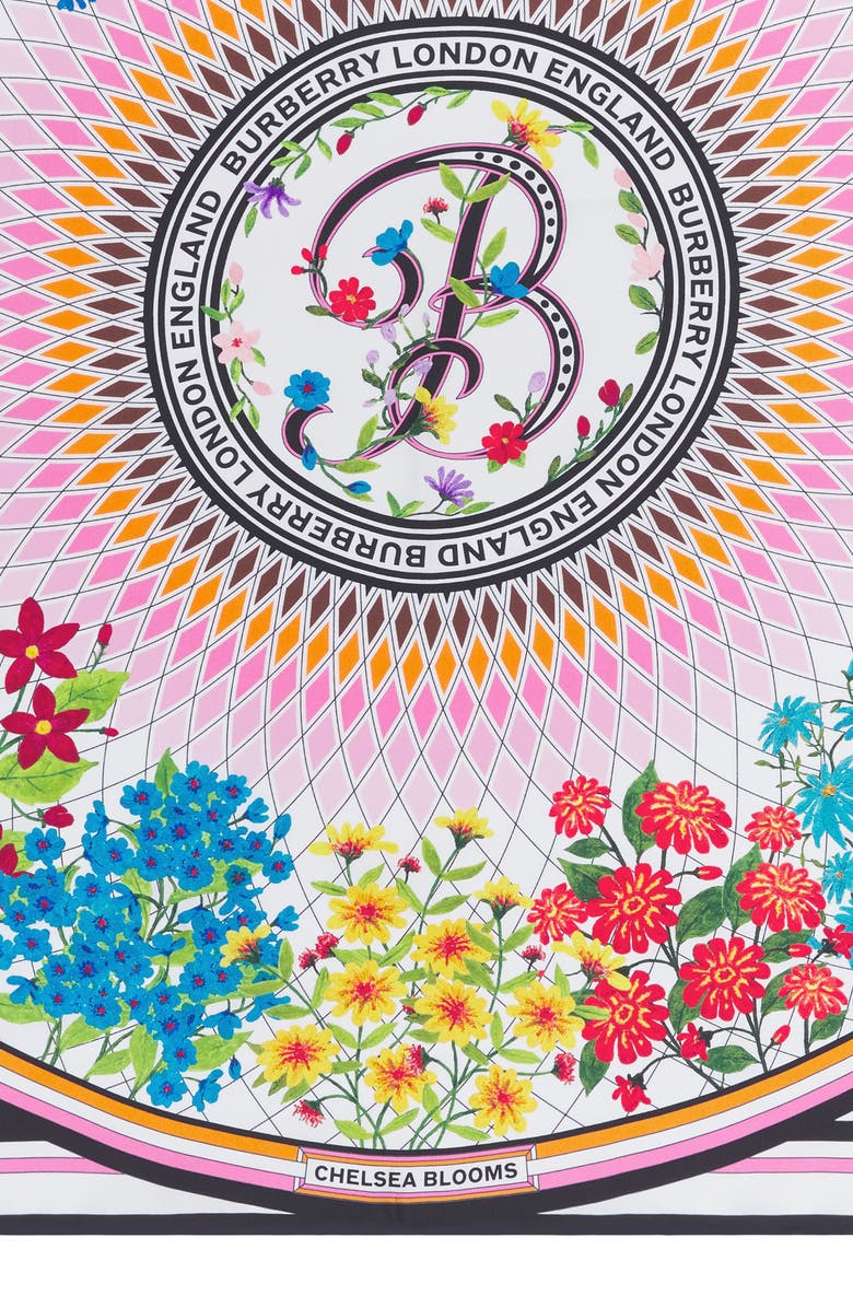 Burberry Monogram Floral Print Silk Scarf, Alternate, color,