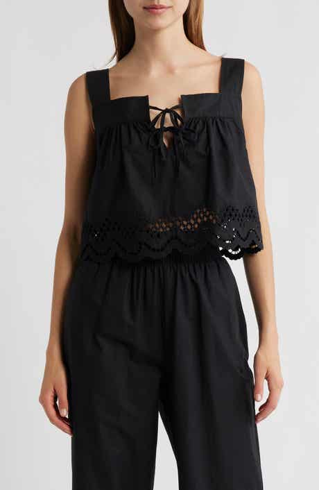 Rails Blythe Tie Front Cotton Crop Top