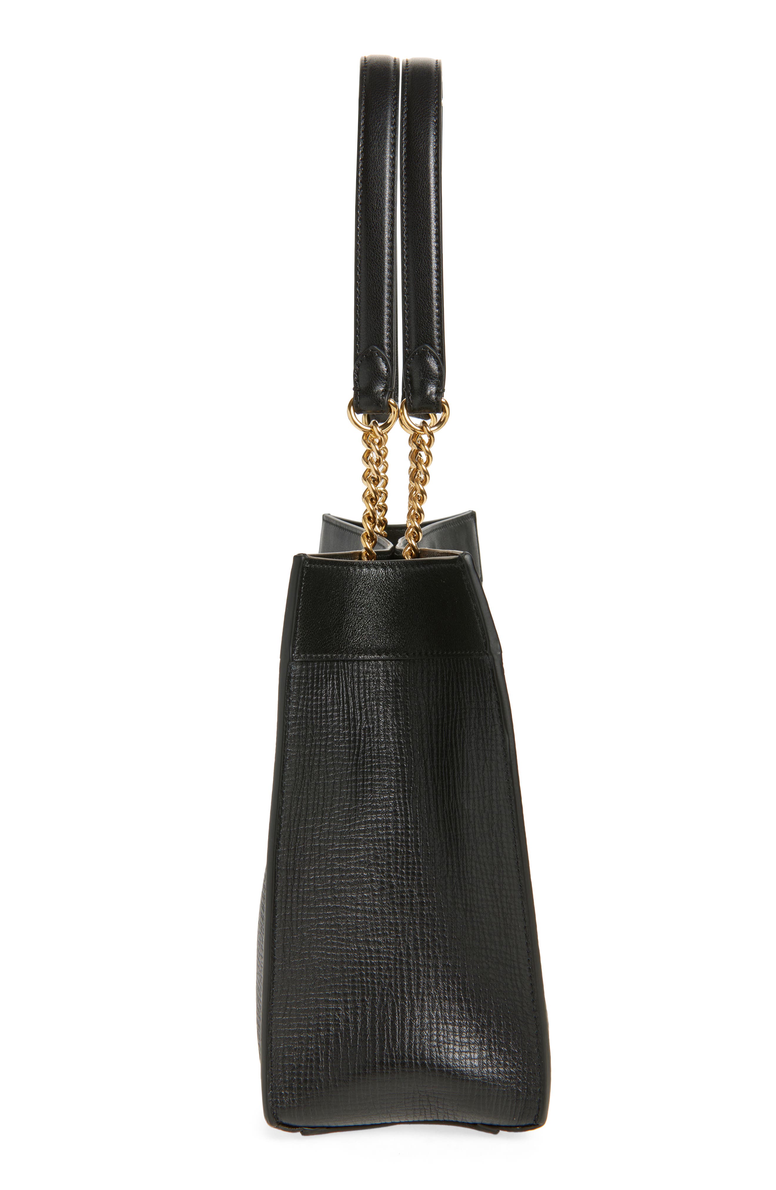 Anya Hindmarch Small Mortimer Eyelet Chain Crosshatch Leather Tote, Alternate, color, Black