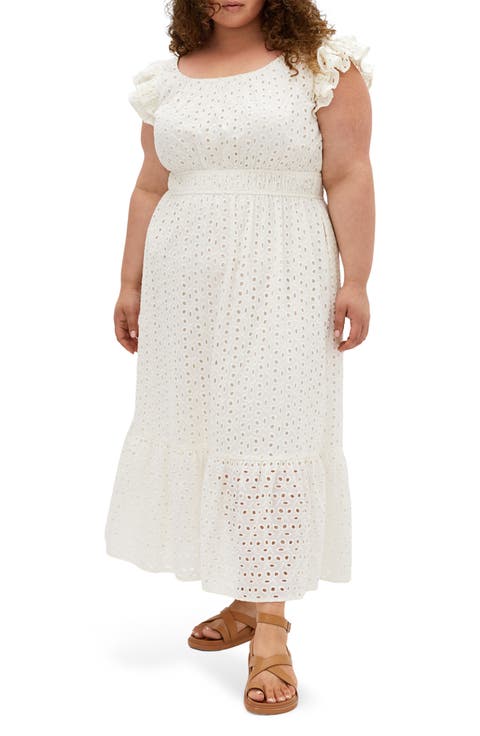 Sweet Broderie Anglaise Maxi Dress (Plus)
