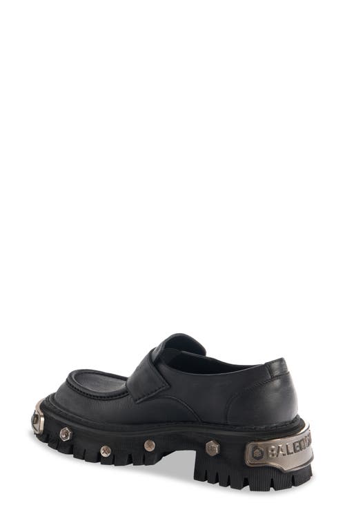 Shop Balenciaga Tractor Lug Sole Loafer In Black/silver