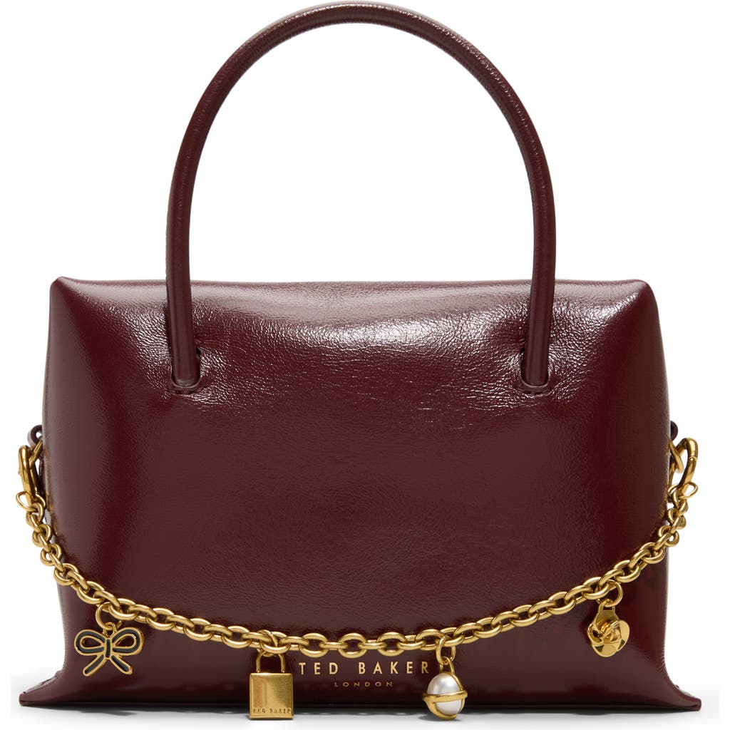 Ted Baker London Vera Charm Leather Satchel In Burgundy