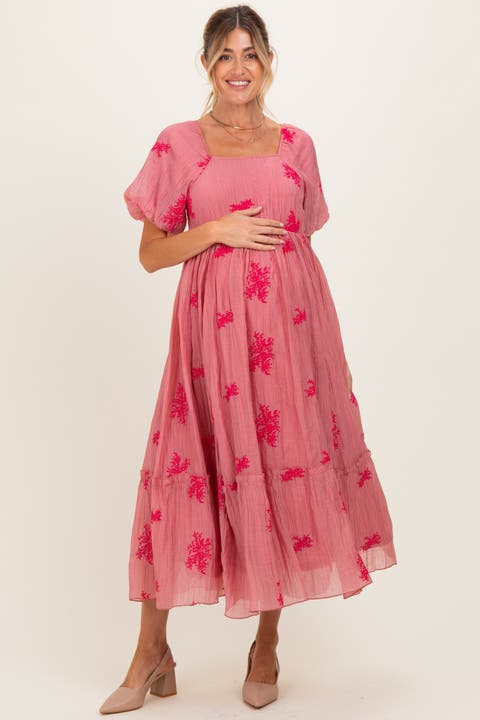Floral Print Ruffle Hem Midi Dress