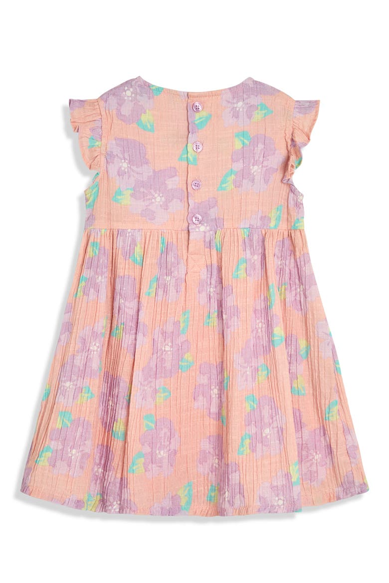 Floral Smocked Cotton Dress & Bloomers, Alternate, color, CORAL