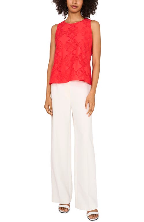 VINCE CAMUTO VINCE CAMUTO LACE COTTON BLEND KEYHOLE TANK 