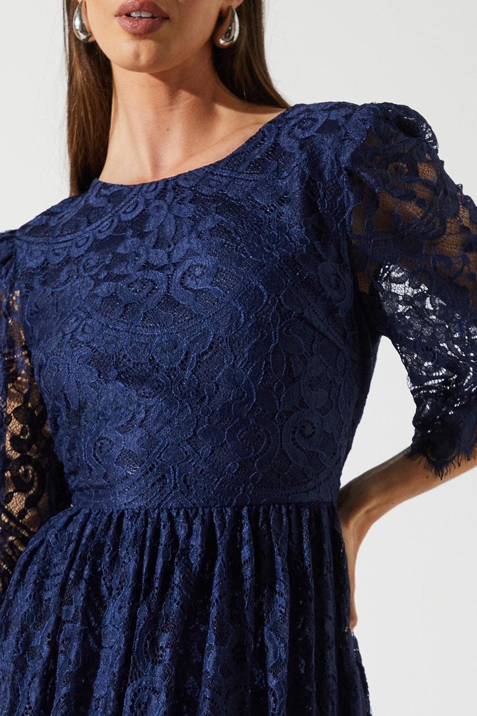 lace short sleeve midi dress Dylan & Davids Elegant Lace Midi Short Sleeves Dress, Women's Formal Cocktail Party Dress, Size: 3XL, Black