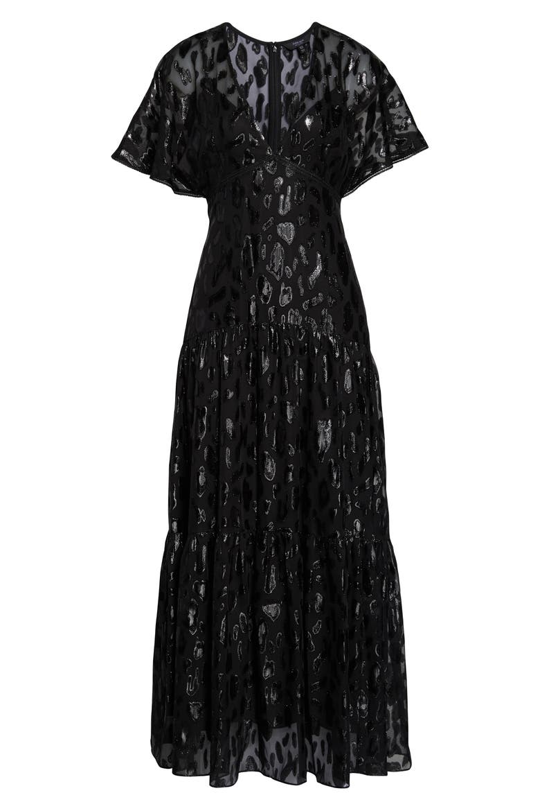 Animal Jacquard Maxi Dress, Alternate, color, BLACK