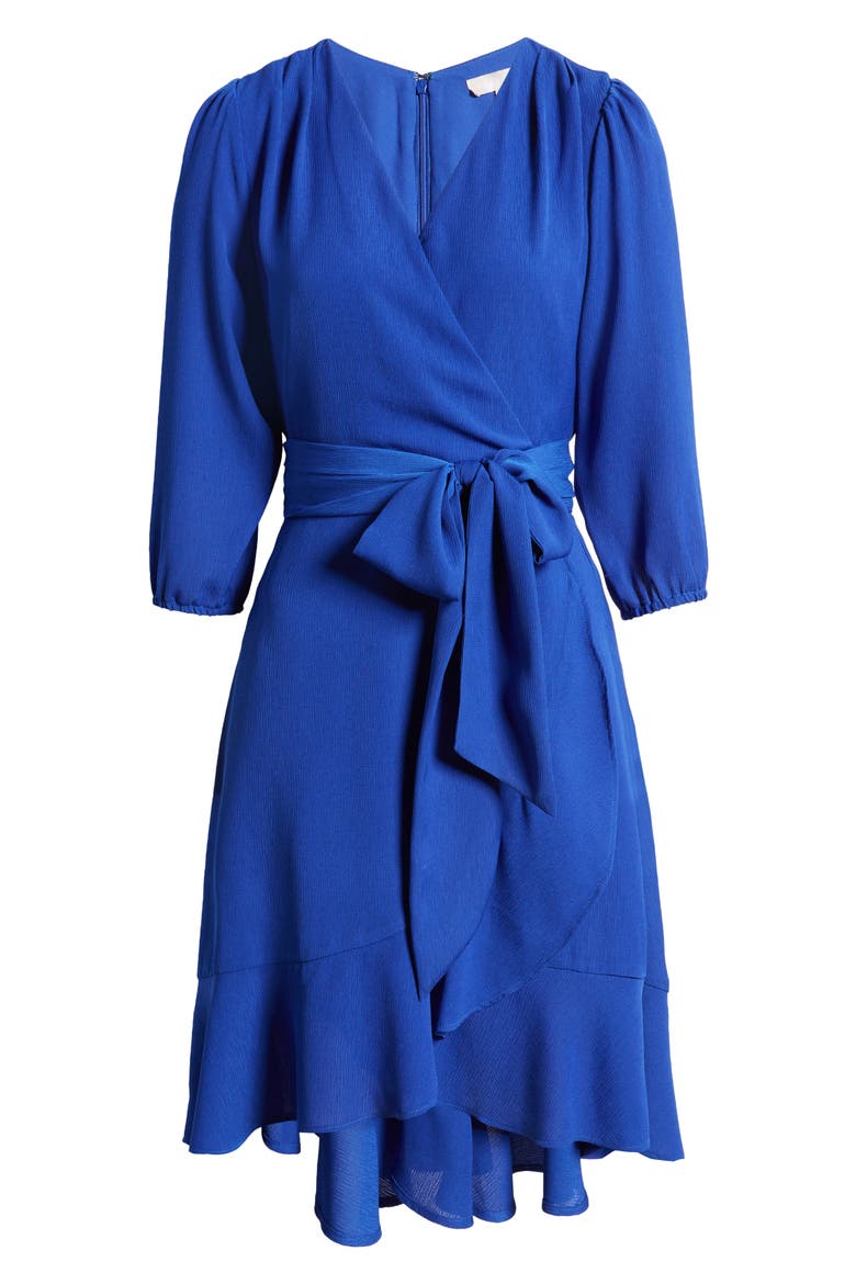 Twirl Faux Wrap Dress, Alternate, color, BLUE SURF