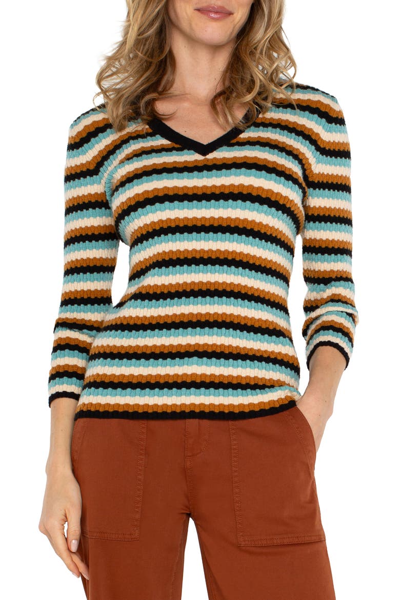 Stripe Textured Sweater, Main, color, OCEAN MULTI STRIPE