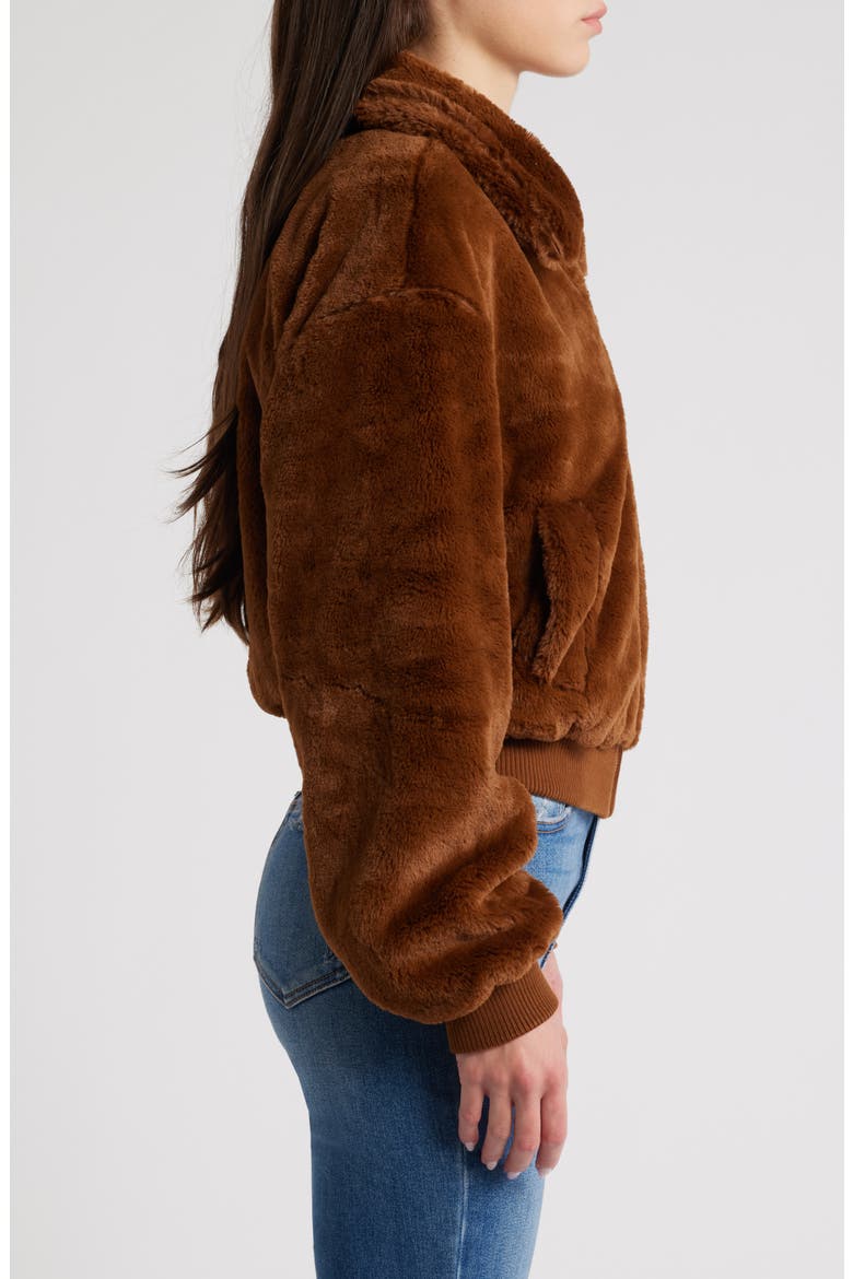Faux Fur Jacket, Alternate, color, MILK CHOCOLATE