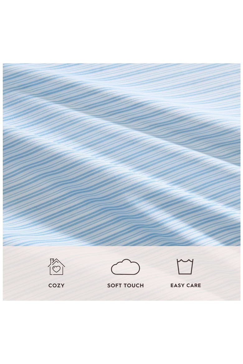 Bedford Stripe 200 Thread Count Cotton Sheet Set, Alternate, color, LIGHT BLUE