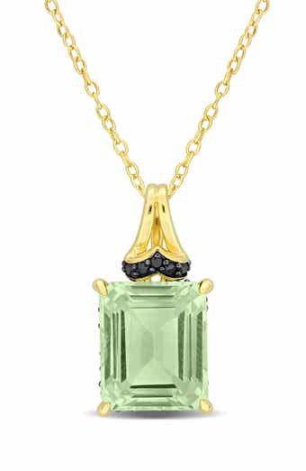 Emerald-Cut Green Quartz Pendant Necklace