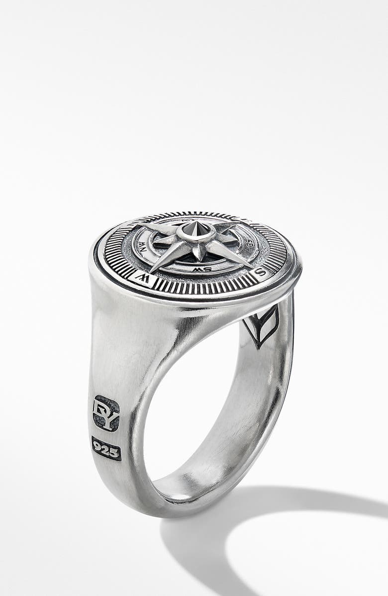 David Yurman Maritime<sup>®</sup> Compass Signet Ring with Center Black Diamond, Alternate, color, 