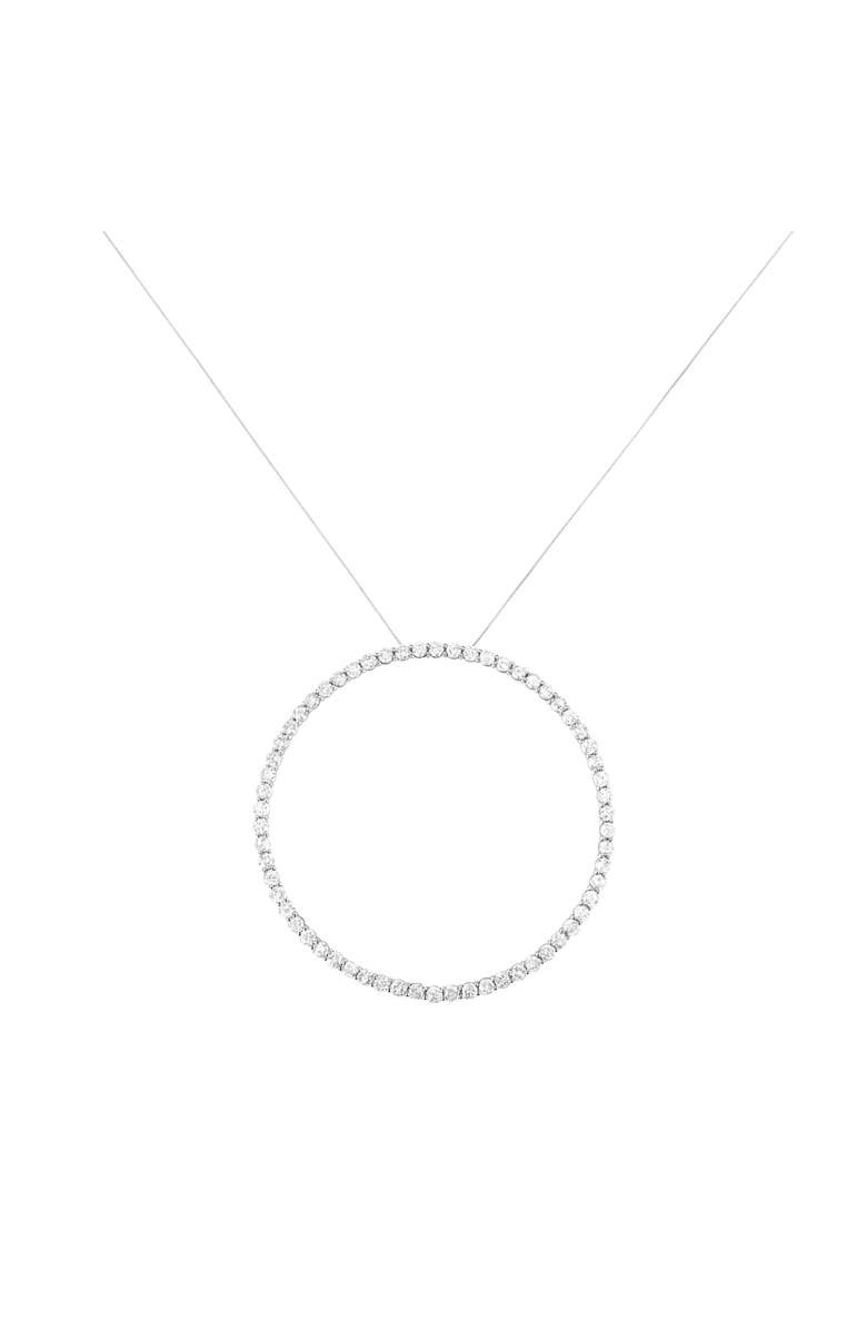 Haus of Brilliance Silver 5.0 Cttw Prong Set Round-cut Diamond Open Circle Hoop Pendant Necklace, Alternate, color, White