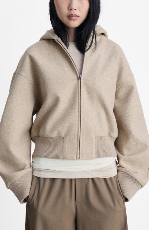 Mango Crop Full Zip Hoodie In Sand