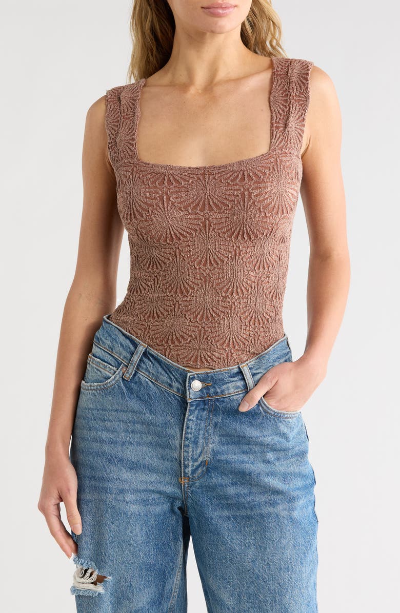 Free People Love Letter Floral Knit Camisole, Alternate, color, Cocoa