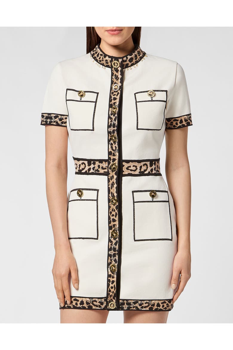 Knit Dress Leopard Women, Main, color, Cream