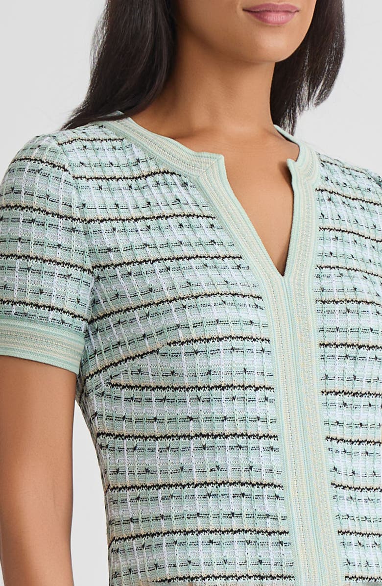 Misook Plaid Textured Knit Sheath Dress, Alternate, color, Fresh Mint/Mystic Green