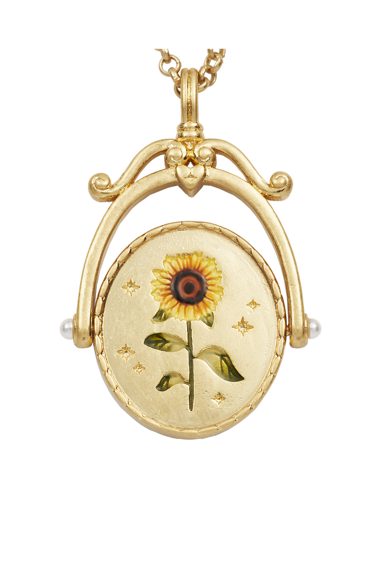 S Initial Sunflower Gold Spinner Chain Necklace, Alternate, color, Gold