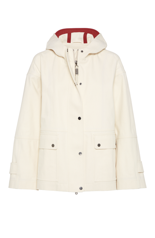 Brunello Cucinelli Hooded Canvas Waterproof Jacket In Panama