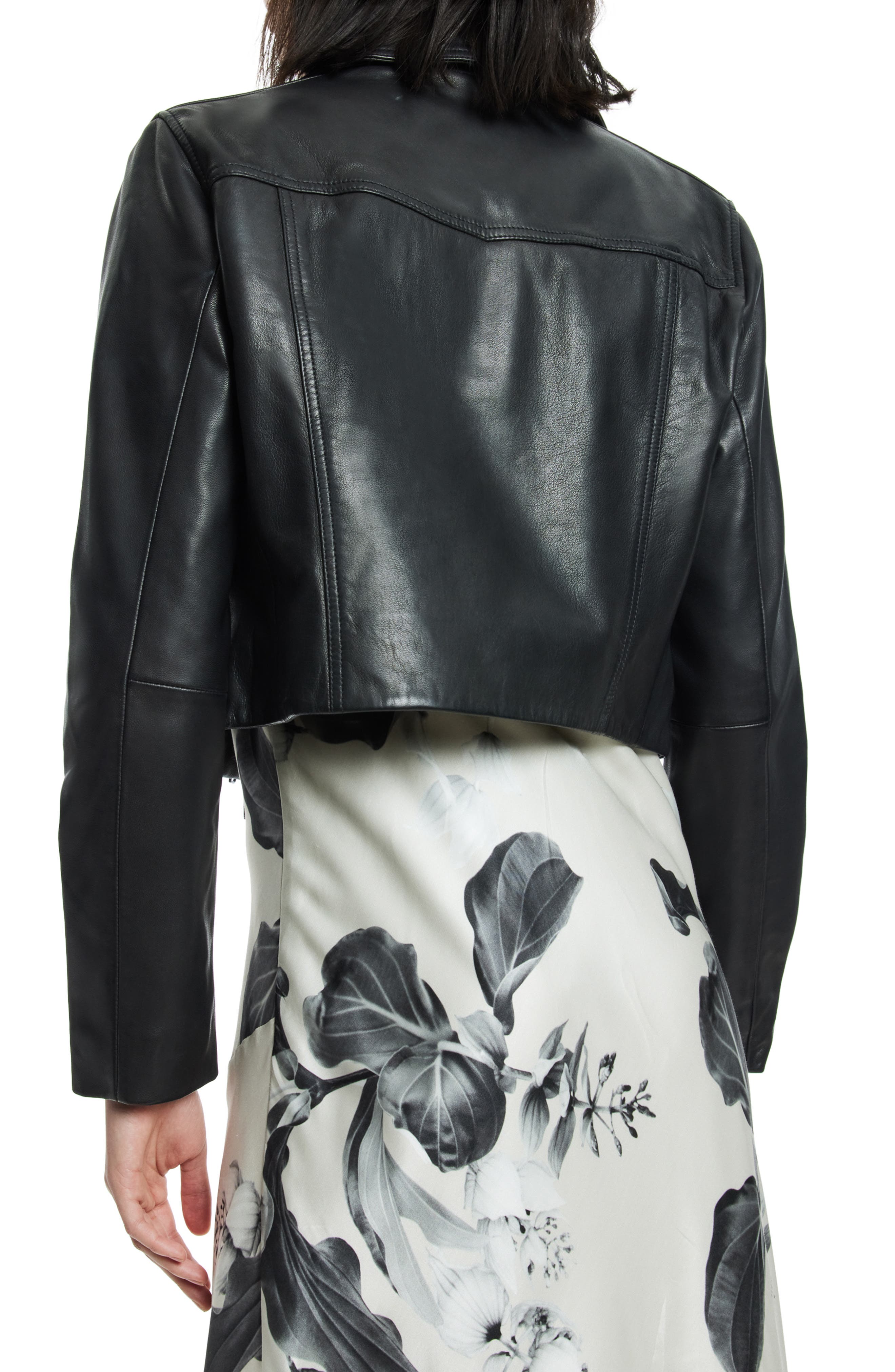 Elora Crop Leather Biker Jacket - image 2