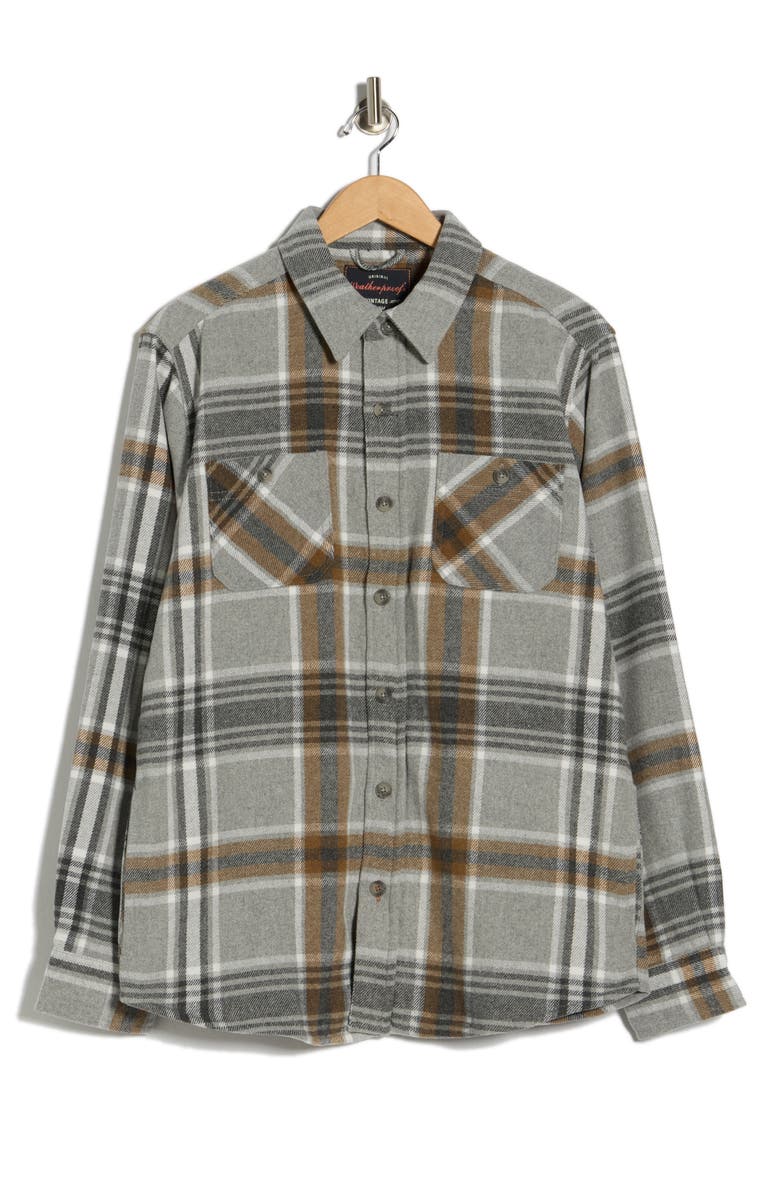 WEATHERPROOF VINTAGE Heavyweight Flannel Plaid Shirt Jacket, Alternate, color, Castor Grey