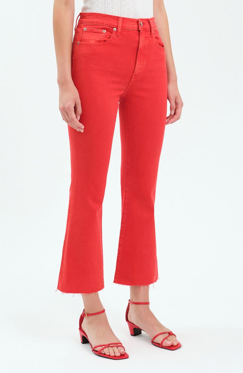 DAZE Shy Girl High Waist Raw Hem Crop Flare Jeans, Main, color, 