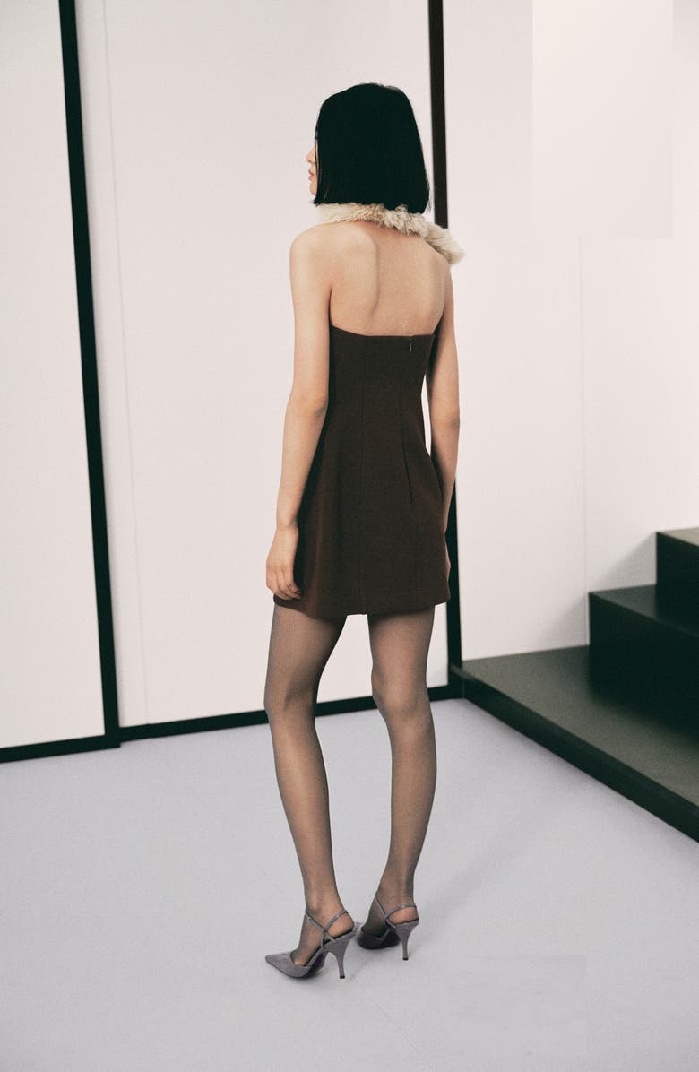 MANGO Strapless Fit & Flare Minidress, Alternate, color, Chocolate