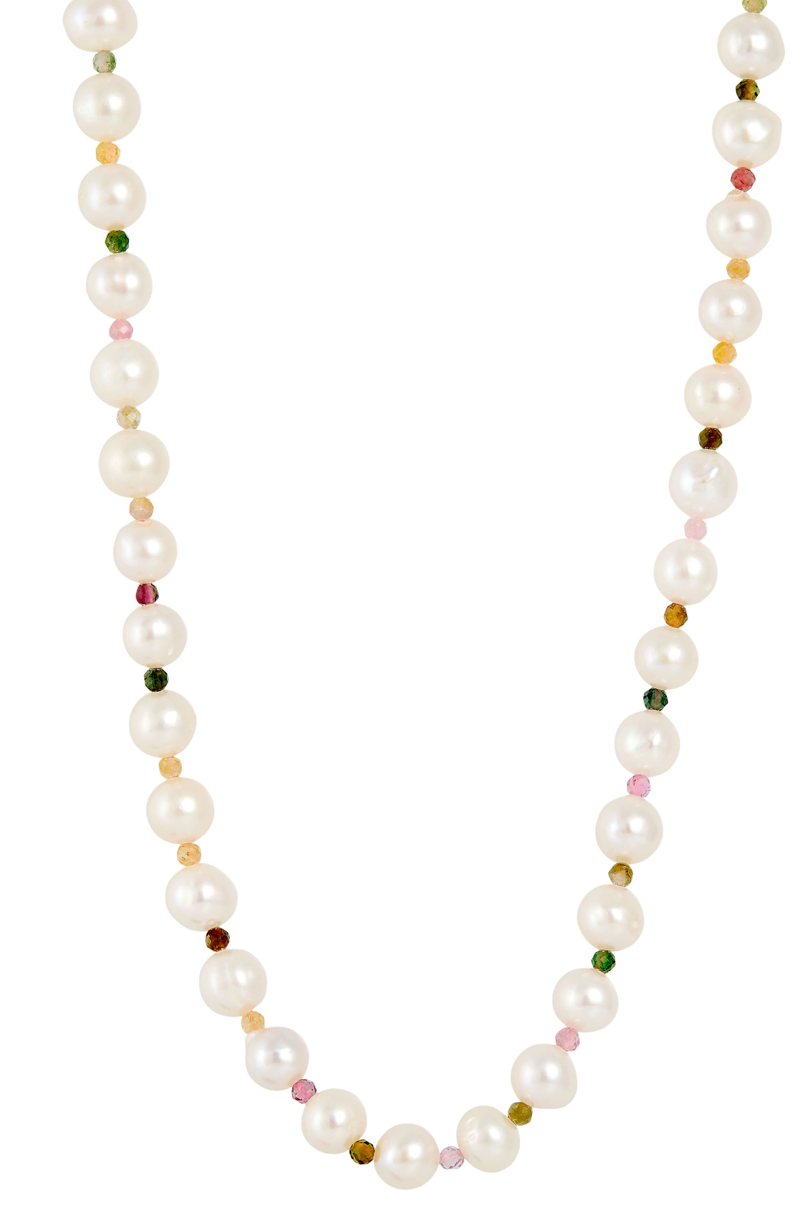 Cultured Freshwater Pearl & Tourmaline Beaded Necklace