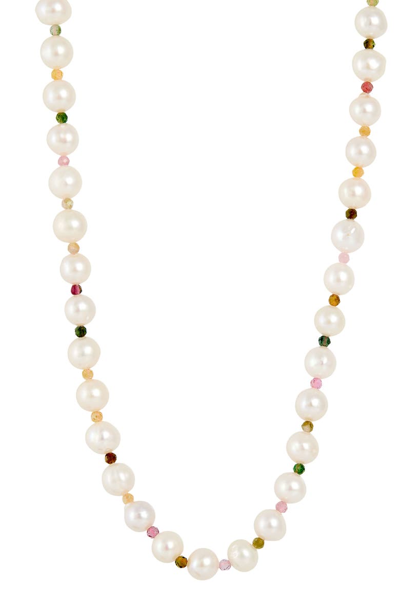 Cultured Freshwater Pearl & Tourmaline Beaded Necklace, Main, color, GOLD