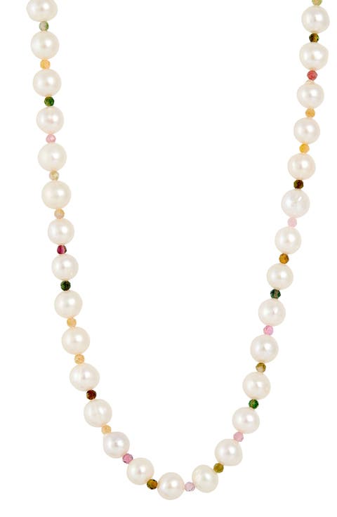Cultured Freshwater Pearl & Tourmaline Beaded Necklace